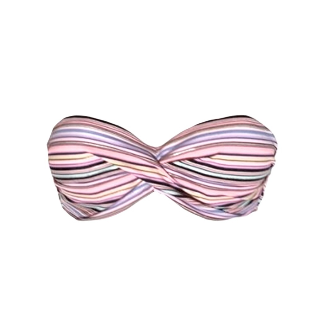 VICTORIA’S SECRET STRIPED BANDEAU STYLE BIKINI SWIMSUIT TOP SIZE 34DD IN EUC